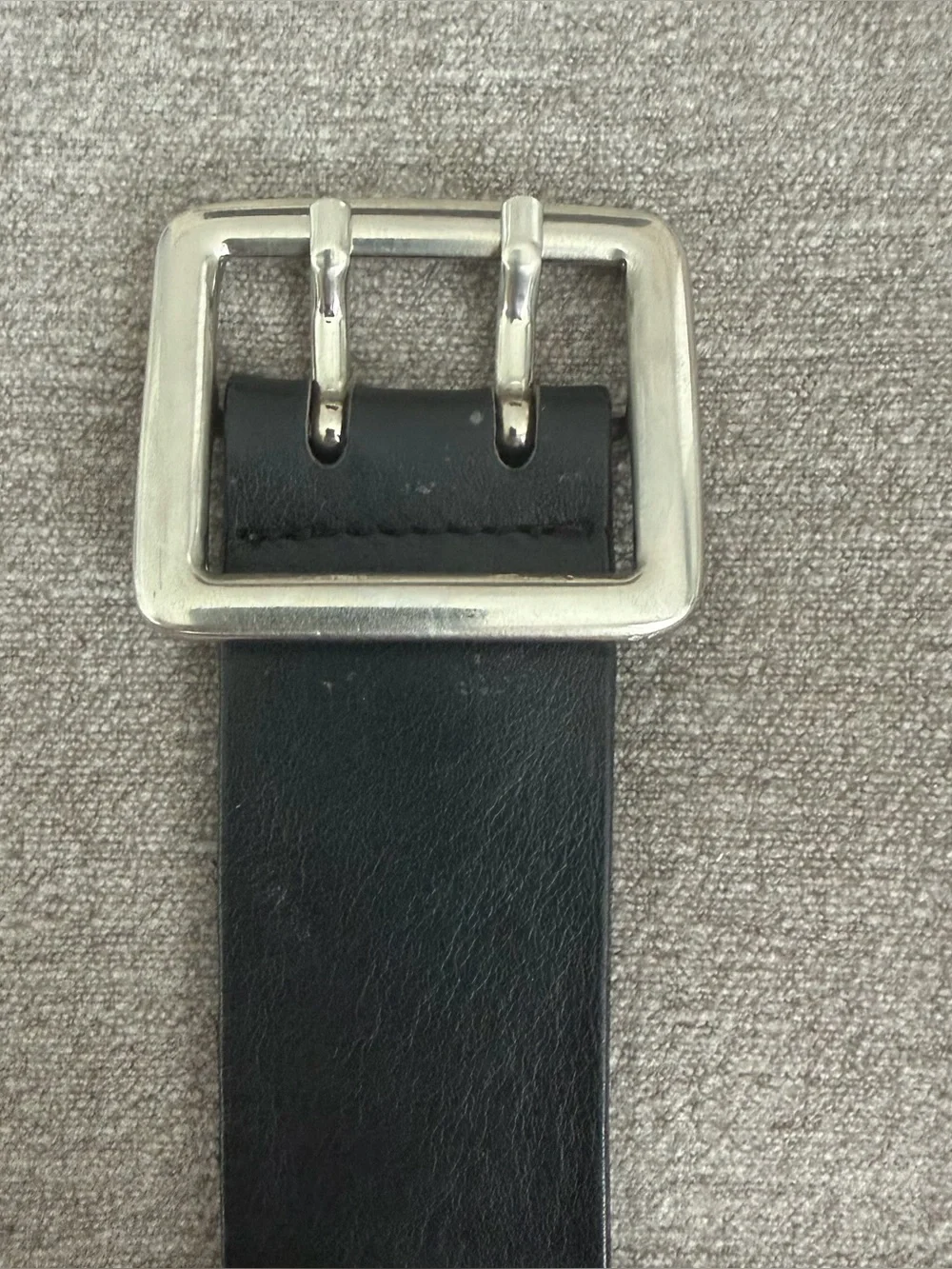 Garuglieri Black Leather Double Prong Belt Made in Italy Size XL